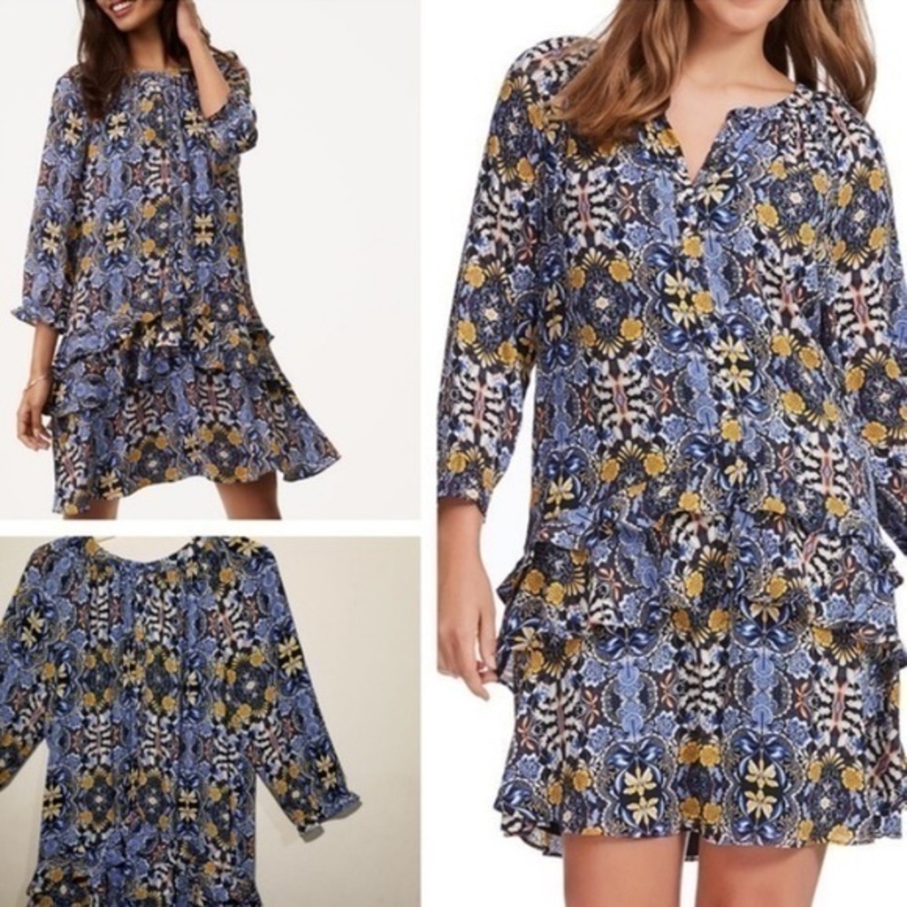 Loft blue ruffle dress